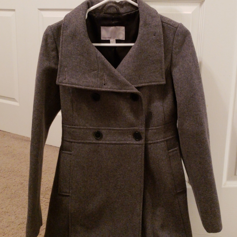 Old Navy Gray Long Pea coat XS
